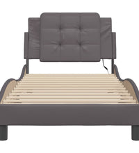 Bettgestell mit LED Grau 90x190 cm Kunstleder