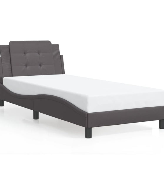 Bettgestell mit LED Grau 90x190 cm Kunstleder