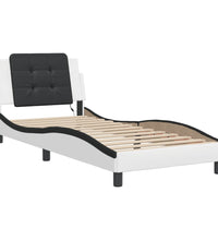Bettgestell mit LED Weiß und Schwarz 90x190 cm Kunstleder