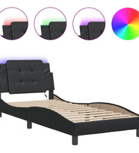 Bettgestell mit LED Schwarz 90x200 cm Kunstleder