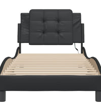 Bettgestell mit LED Schwarz 90x200 cm Kunstleder