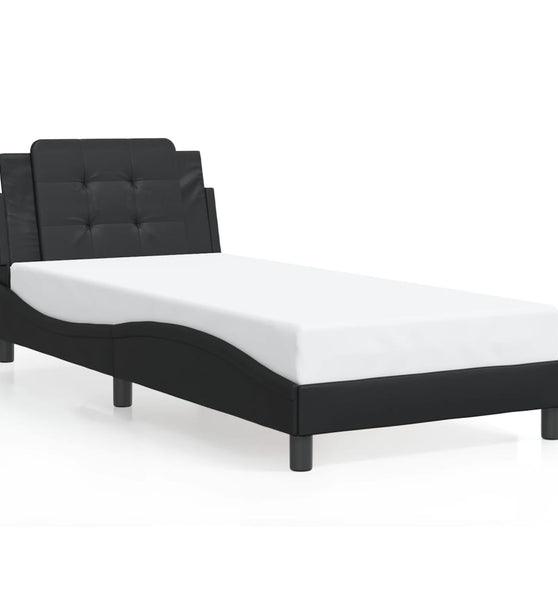 Bettgestell mit LED Schwarz 90x200 cm Kunstleder