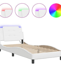 Bettgestell mit LED Weiß 90x200 cm Kunstleder