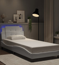 Bettgestell mit LED Weiß 90x200 cm Kunstleder