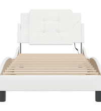 Bettgestell mit LED Weiß 90x200 cm Kunstleder