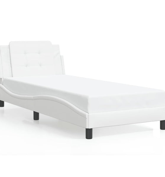 Bettgestell mit LED Weiß 90x200 cm Kunstleder