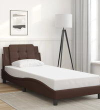 Bettgestell mit LED Braun 90x200 cm Kunstleder