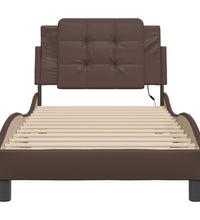 Bettgestell mit LED Braun 90x200 cm Kunstleder