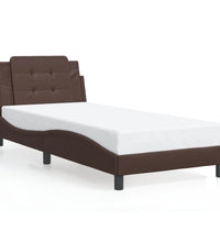 Bettgestell mit LED Braun 90x200 cm Kunstleder