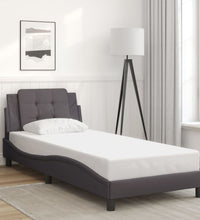 Bettgestell mit LED Grau 90x200 cm Kunstleder