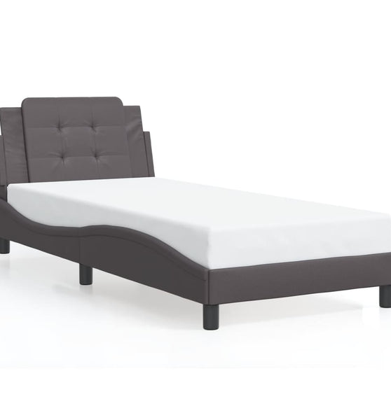 Bettgestell mit LED Grau 90x200 cm Kunstleder