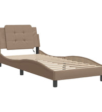 Bettgestell mit LED Cappuccino-Braun 90x200 cm Kunstleder