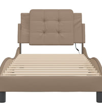 Bettgestell mit LED Cappuccino-Braun 90x200 cm Kunstleder