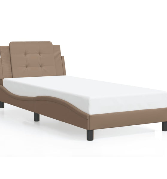 Bettgestell mit LED Cappuccino-Braun 90x200 cm Kunstleder