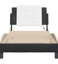 Bettgestell mit LED Schwarz und Weiß 90x200 cm Kunstleder