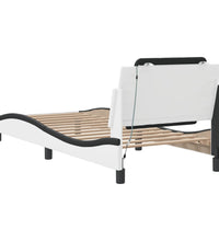 Bettgestell mit LED Weiß und Schwarz 90x200 cm Kunstleder