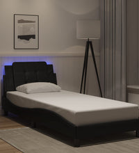 Bettgestell mit LED Schwarz 100x200 cm Kunstleder