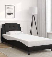 Bettgestell mit LED Schwarz 100x200 cm Kunstleder