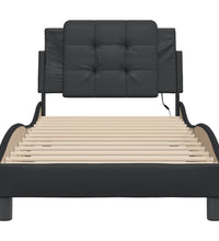 Bettgestell mit LED Schwarz 100x200 cm Kunstleder