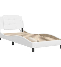 Bettgestell mit LED Weiß 100x200 cm Kunstleder