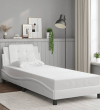 Bettgestell mit LED Weiß 100x200 cm Kunstleder