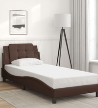 Bettgestell mit LED Braun 100x200 cm Kunstleder