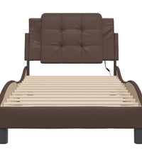 Bettgestell mit LED Braun 100x200 cm Kunstleder