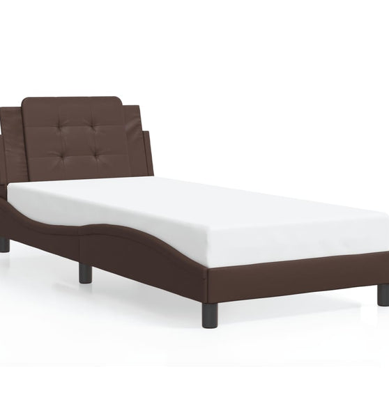 Bettgestell mit LED Braun 100x200 cm Kunstleder