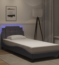 Bettgestell mit LED Grau 100x200 cm Kunstleder