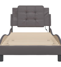 Bettgestell mit LED Grau 100x200 cm Kunstleder
