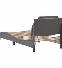 Bettgestell mit LED Grau 100x200 cm Kunstleder