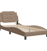 Bettgestell mit LED Cappuccino-Braun 100x200 cm Kunstleder