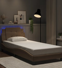 Bettgestell mit LED Cappuccino-Braun 100x200 cm Kunstleder