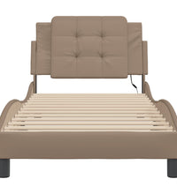 Bettgestell mit LED Cappuccino-Braun 100x200 cm Kunstleder