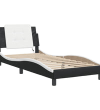 Bettgestell mit LED Schwarz und Weiß 100x200 cm Kunstleder