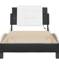 Bettgestell mit LED Schwarz und Weiß 100x200 cm Kunstleder