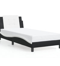 Bettgestell mit LED Schwarz und Weiß 100x200 cm Kunstleder