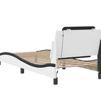 Bettgestell mit LED Weiß und Schwarz 100x200 cm Kunstleder