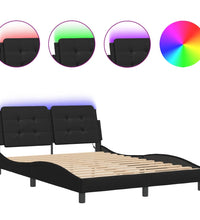Bett mit LED-Beleuchtung ohne Matratze Schwarz 120x200 cm