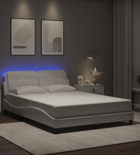 Bettgestell mit LED Weiß 120x200 cm Kunstleder