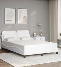 Bettgestell mit LED Weiß 120x200 cm Kunstleder