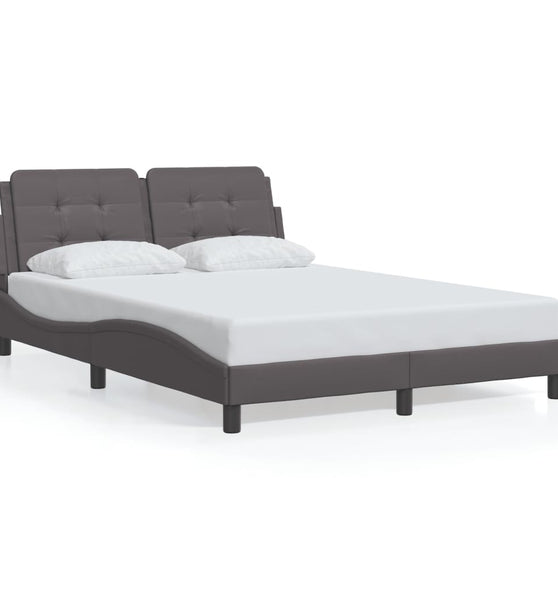 Bettgestell mit LED Grau 120x200 cm Kunstleder