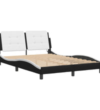 Bettgestell mit LED Schwarz und Weiß 120x200 cm Kunstleder