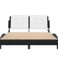 Bettgestell mit LED Schwarz und Weiß 120x200 cm Kunstleder