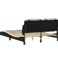 Bettgestell mit LED Schwarz und Weiß 120x200 cm Kunstleder