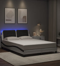 Bettgestell mit LED Weiß und Schwarz 120x200 cm Kunstleder
