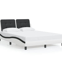Bettgestell mit LED Weiß und Schwarz 120x200 cm Kunstleder