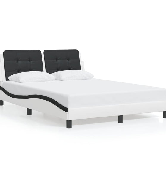 Bettgestell mit LED Weiß und Schwarz 120x200 cm Kunstleder