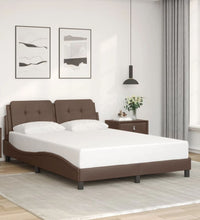 Bettgestell mit LED Braun 140x190 cm Kunstleder