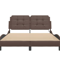 Bettgestell mit LED Braun 140x190 cm Kunstleder